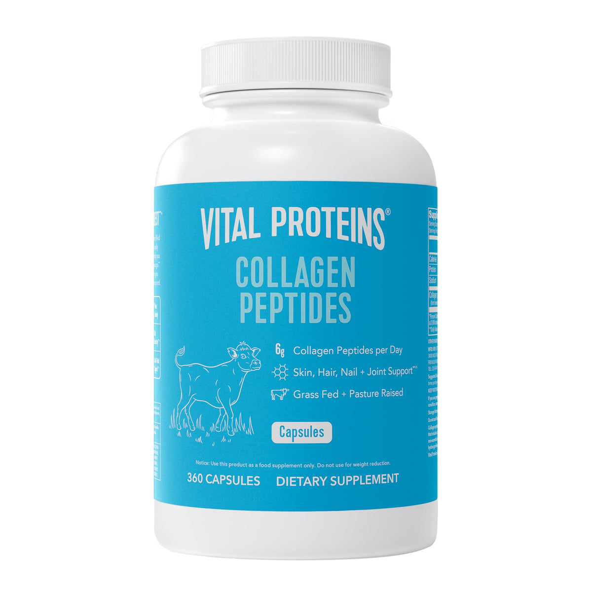 Vital Proteins collagen capsules for Women bottle front highlights daily wellness support