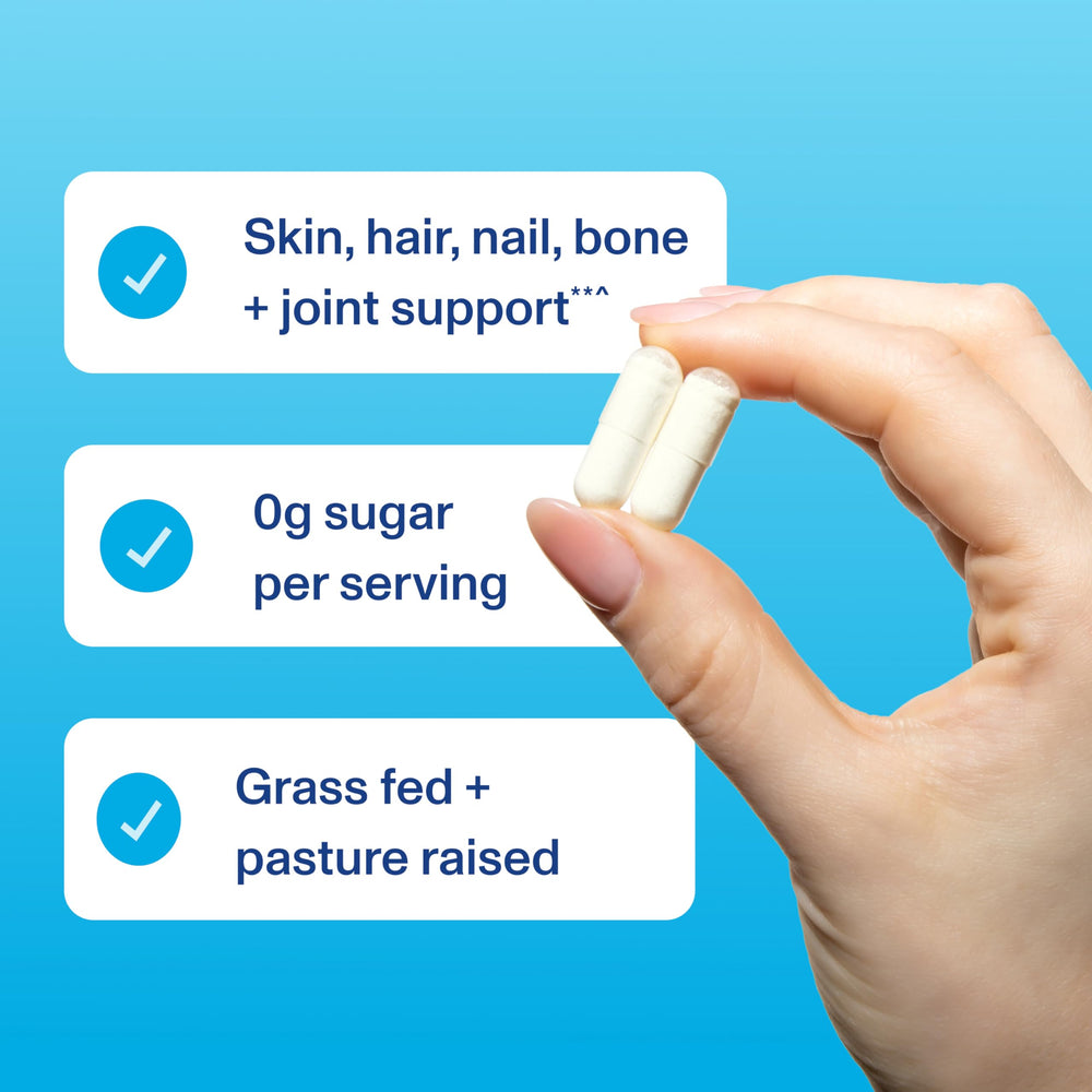 Vital Proteins collagen capsules for Women routine setup on kitchen counter