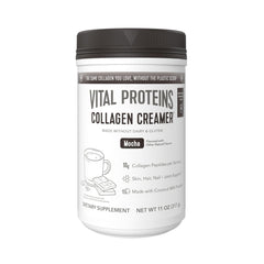 Vital Proteins collagen peptides powder bottle pouring for mocha coffee