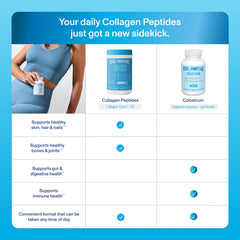 Vital Proteins colostrum capsules packaging highlighting gluten-free and unflavored