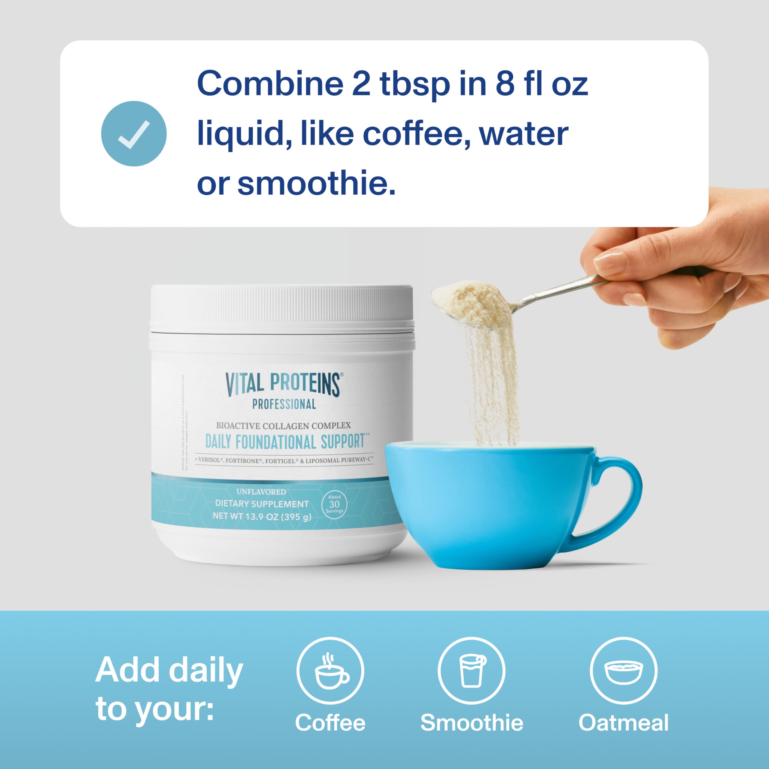 Vital Proteins Professional Daily Foundational Support nutrition label confirms gluten-free and paleo-friendly ingredients.