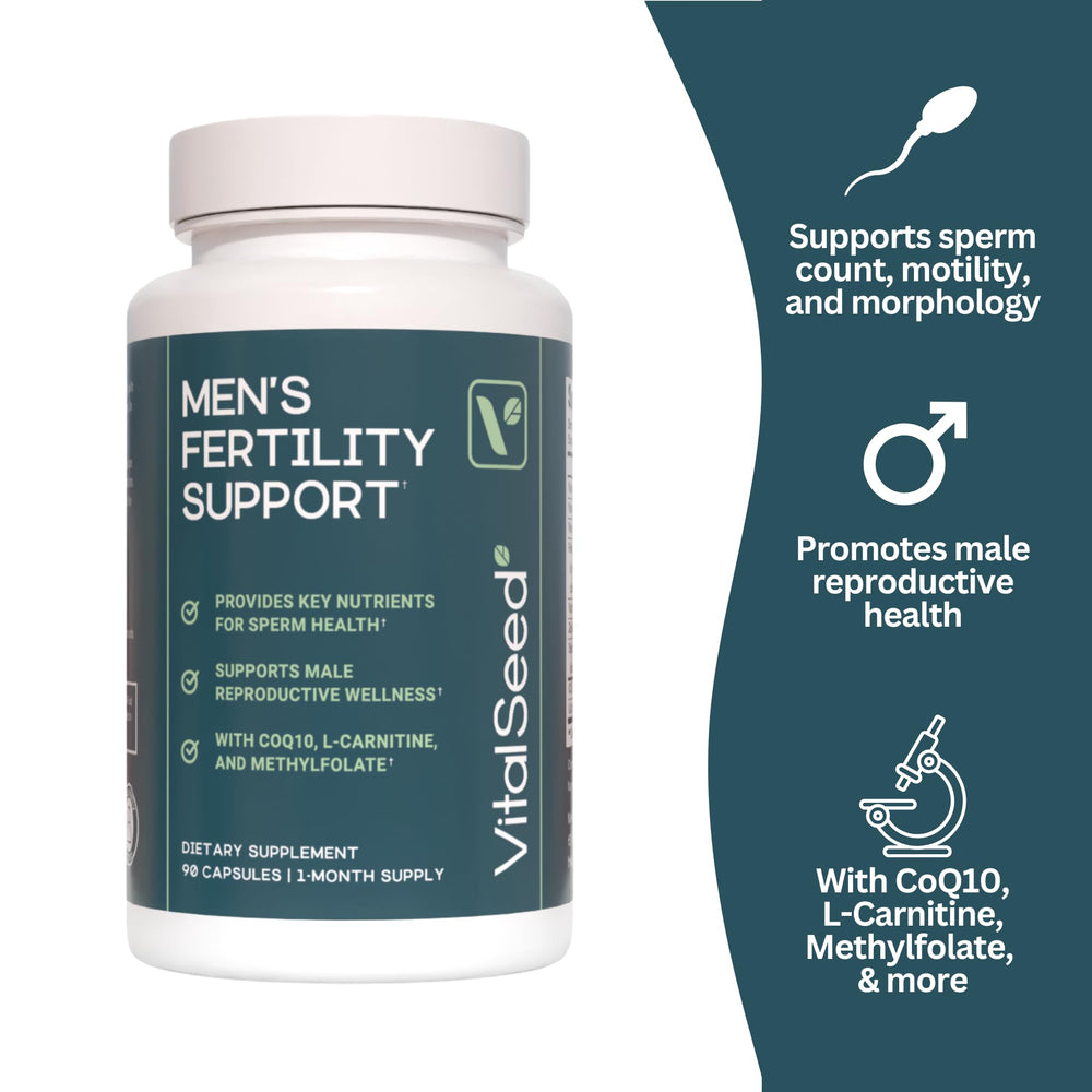 Vital Seed family-use concept with bottle for shared fertility journey.