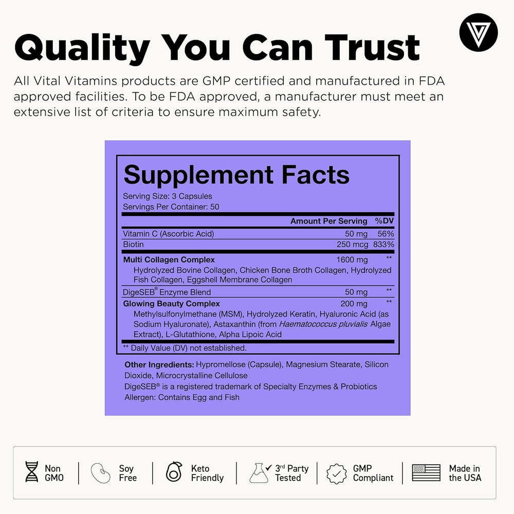 Vital Vitamins Multi Collagen Plus graphic hints at joint elasticity and comfort potential.