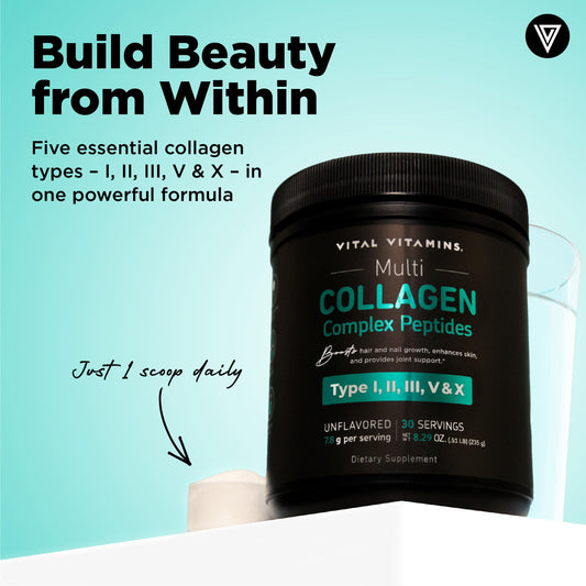 Vital Vitamins powder dissolving in water for quick, convenient hydration.