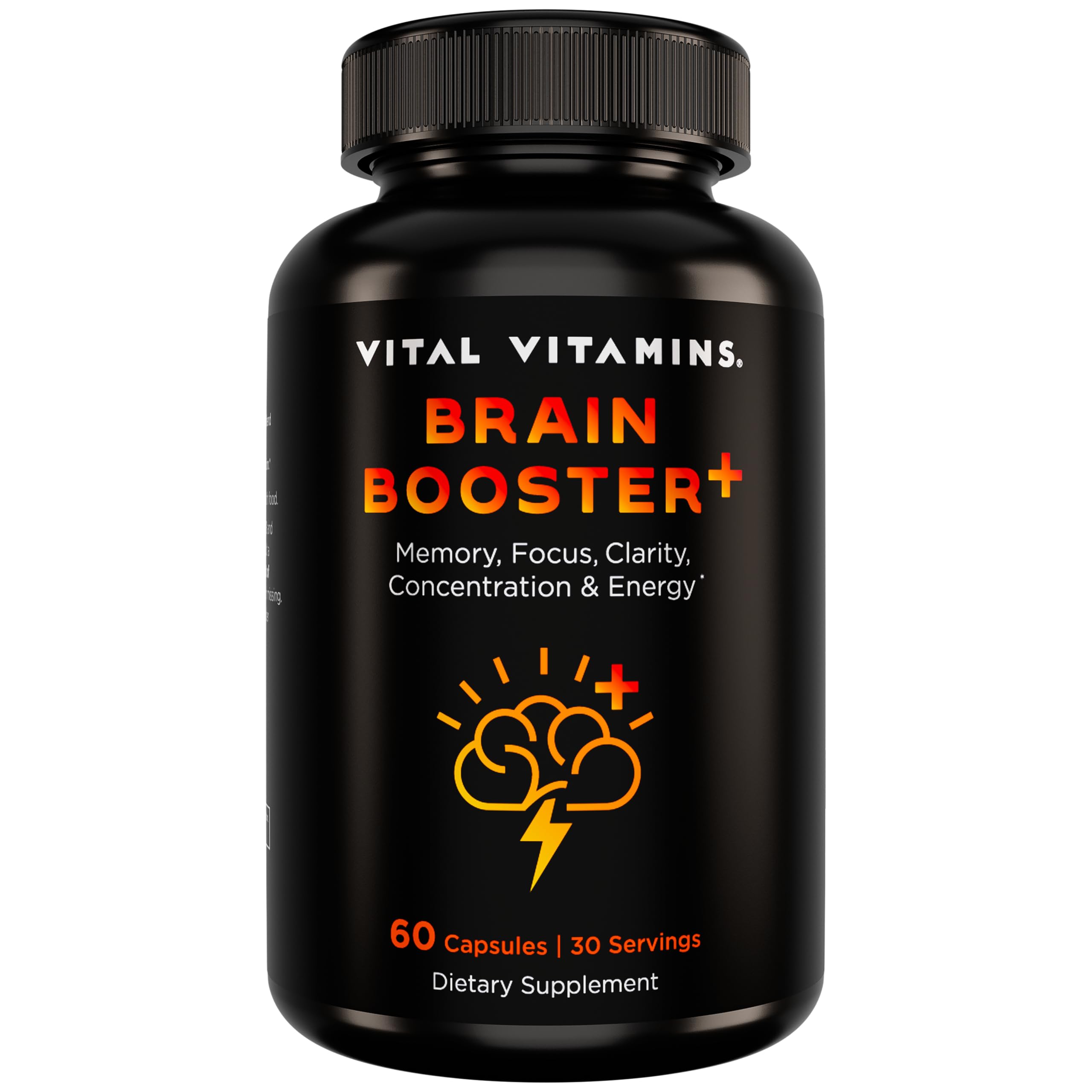 Vital Vitamins Nootropic Brain Supplement Plus bottle front for focus