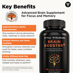 Vital Vitamins Nootropic Brain Supplement Plus label closeup highlighting Lion's Mane and DMAE