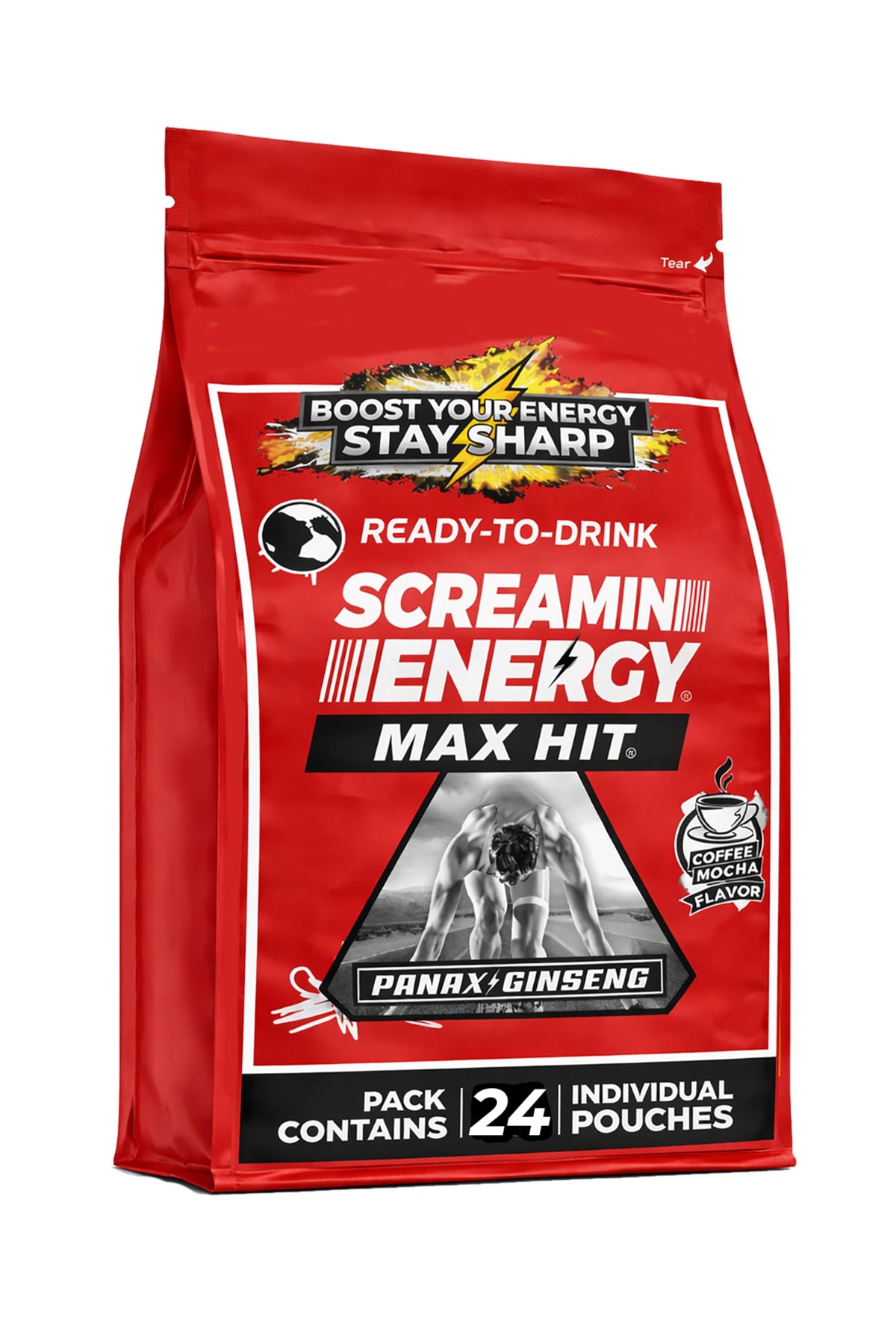 VITAL 4U Screamin Energy Max Hit pouch pour offers quick focus during workouts.