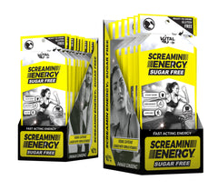 Screamin Energy vanilla latte bottle showing flavor and compact design