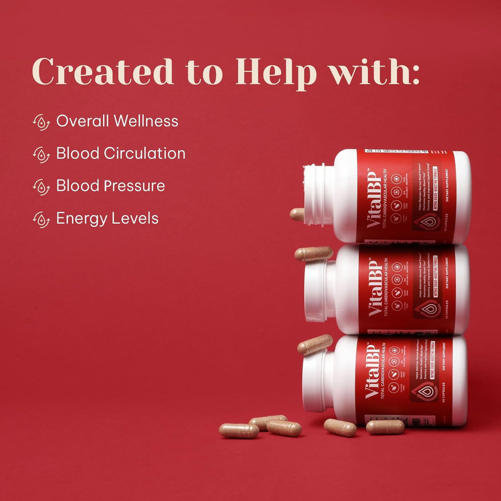 VitalBP CoQ10 D3 K2 softgels blend emphasizes essential daily nutrients