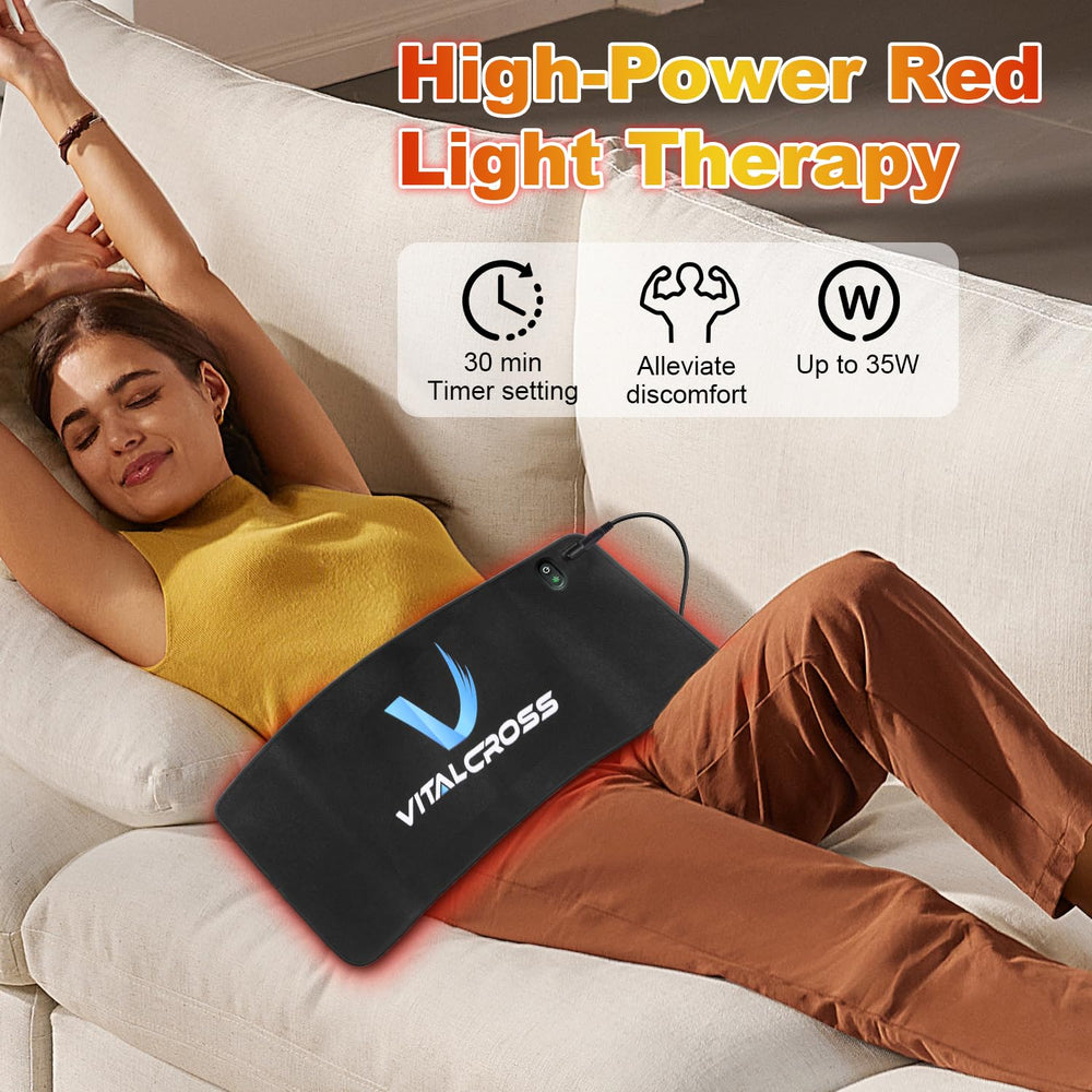 VITALCROSS pad on the shoulders for soothing warmth and muscle relief