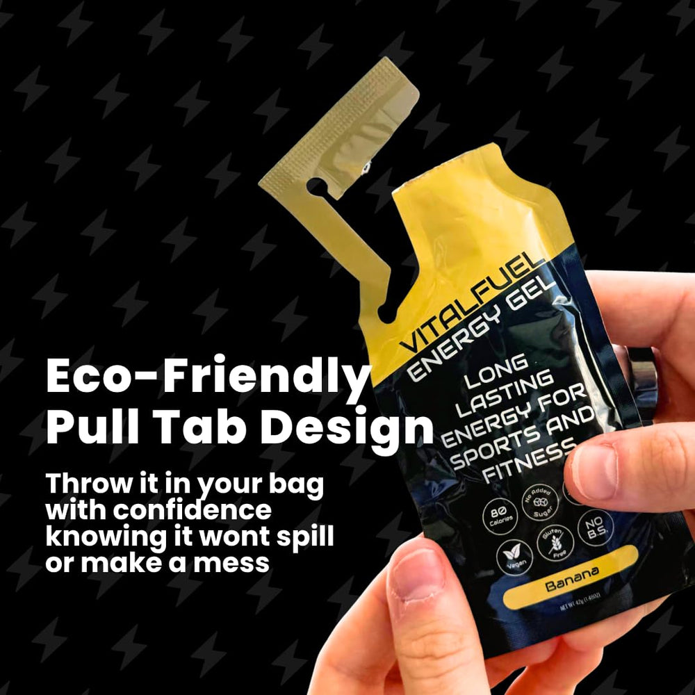 VitalFuel endurance gel kit shown for long workouts and races