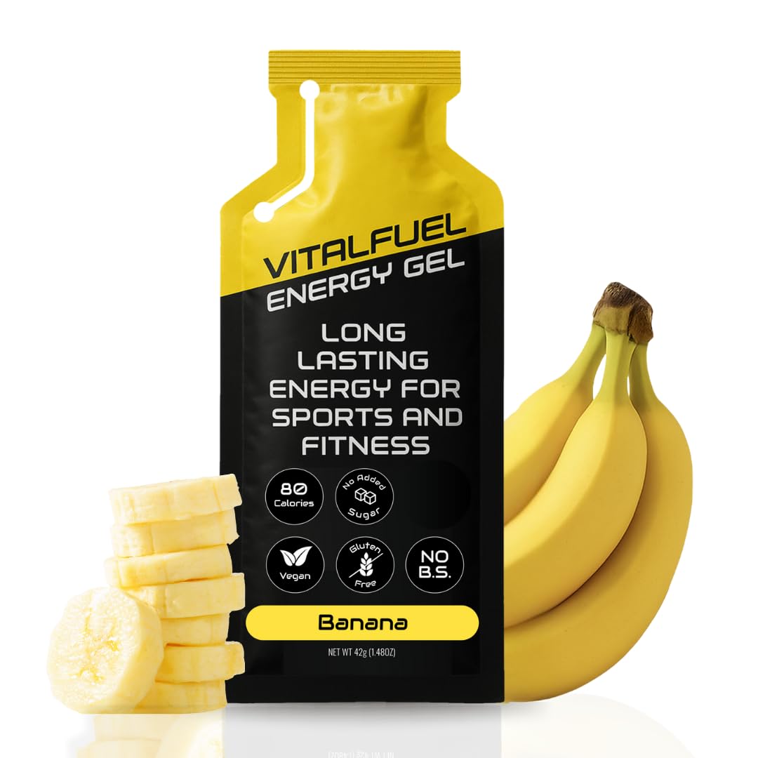 VitalFuel Real Banana Energy Gel pack for runners with convenient on-the-go fueling