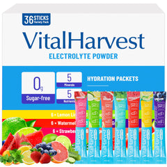 VitalHarvest electrolyte packet Lemon Lime fuels quick hydration and renewed energy during workouts.