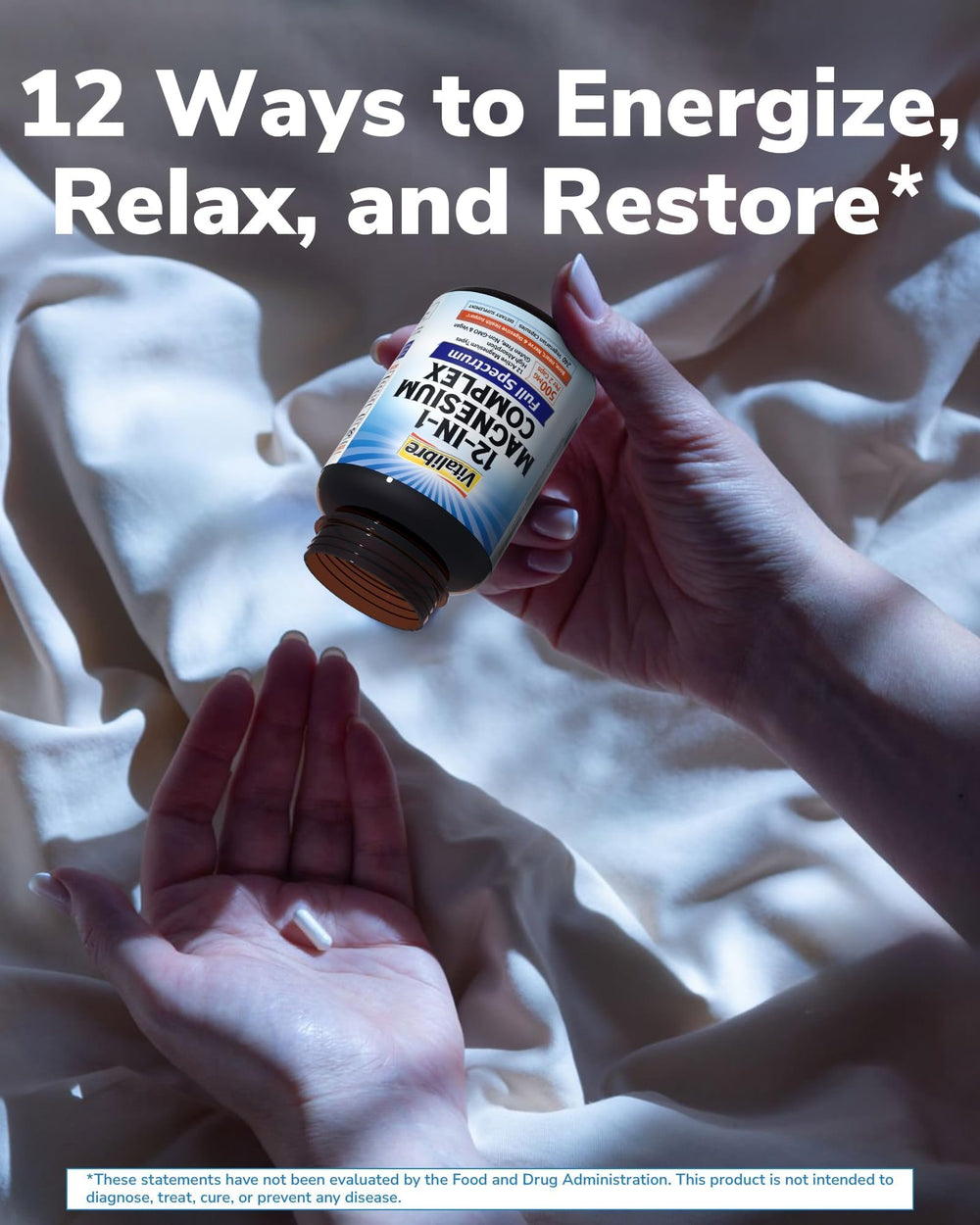 Vitalibre 12in1 magnesium supplement facts panel notes 500 mg elemental magnesium per serving.