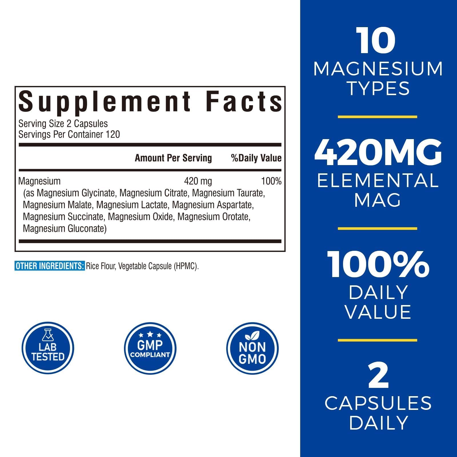 Vitalibre 420mg elemental magnesium capsule close-up supporting nerves and muscles.