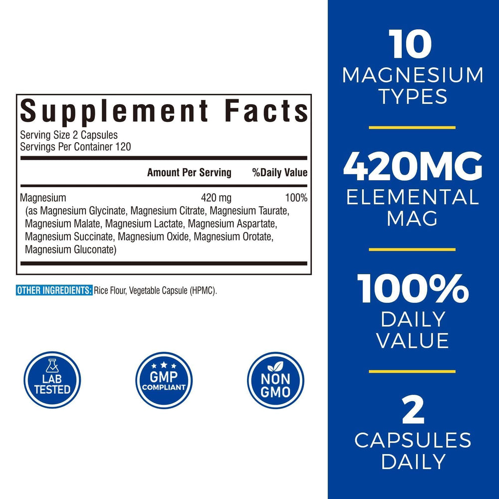 Vitalibre 420mg elemental magnesium capsule close-up supporting nerves and muscles.