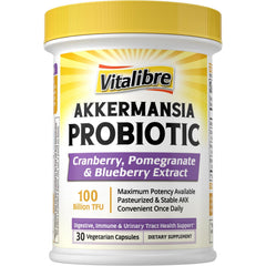 Vitalibre Akkermansia Probiotics bottle front for daily digestive support