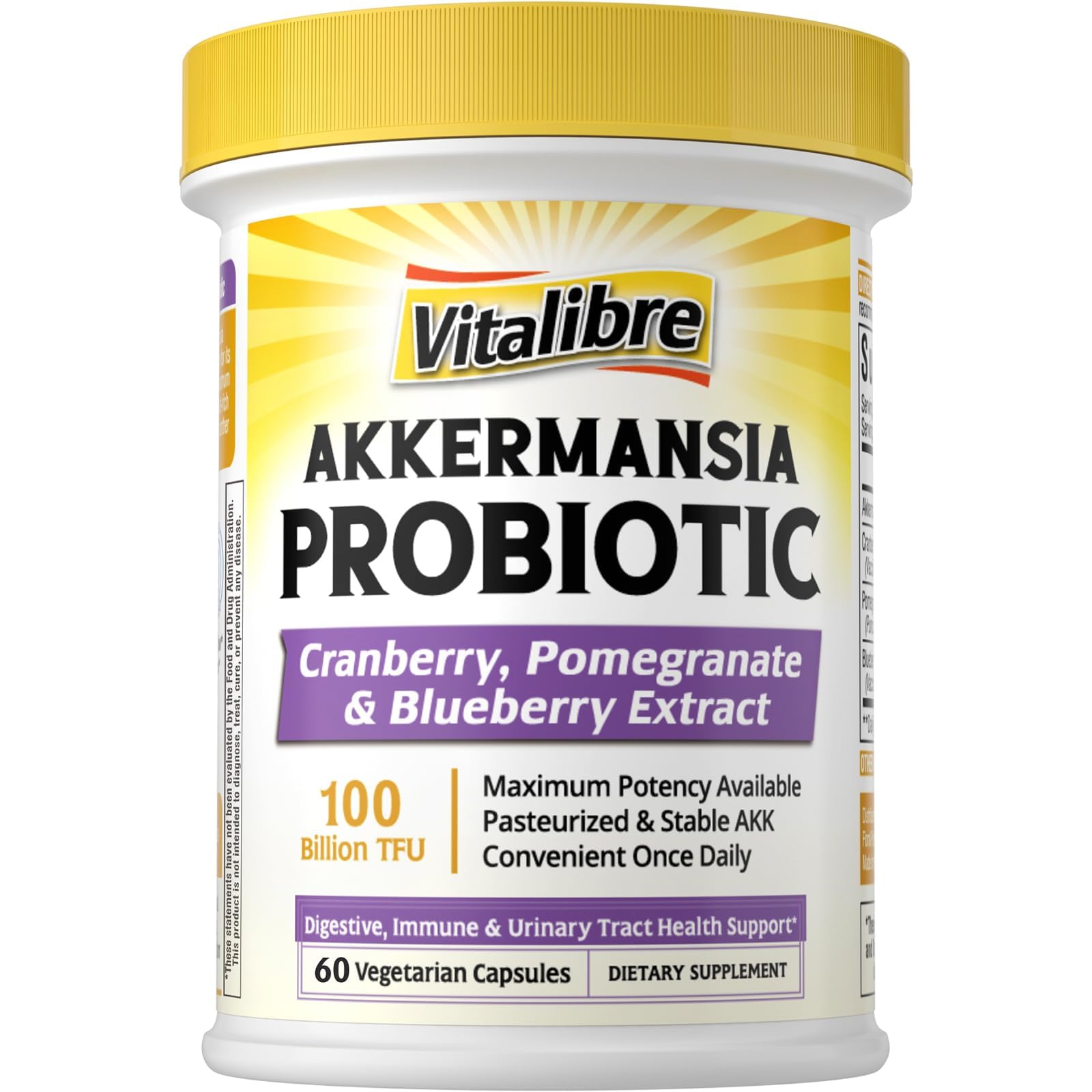 Vitalibre Akkermansia Probiotics bottle front for daily digestive support