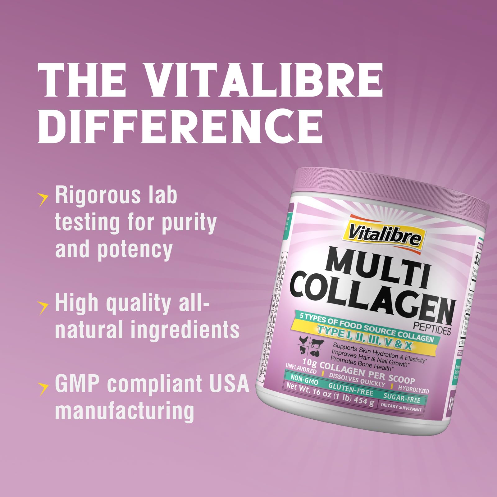 Vitalibre collagen powder blended into a smoothie for a neutral protein supplement.