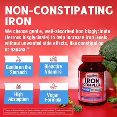Vitalibre gluten-free iron pill emphasized as allergen-friendly supplement.