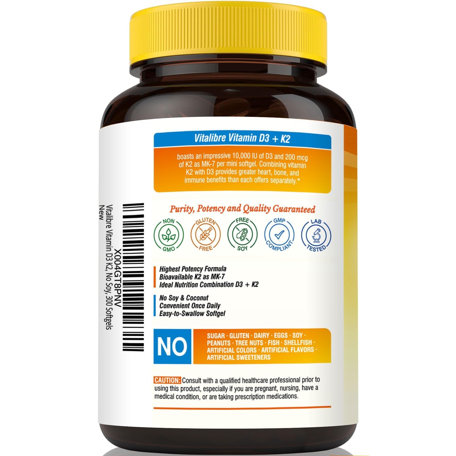 Vitalibre bottle shows ingredient transparency and no soy