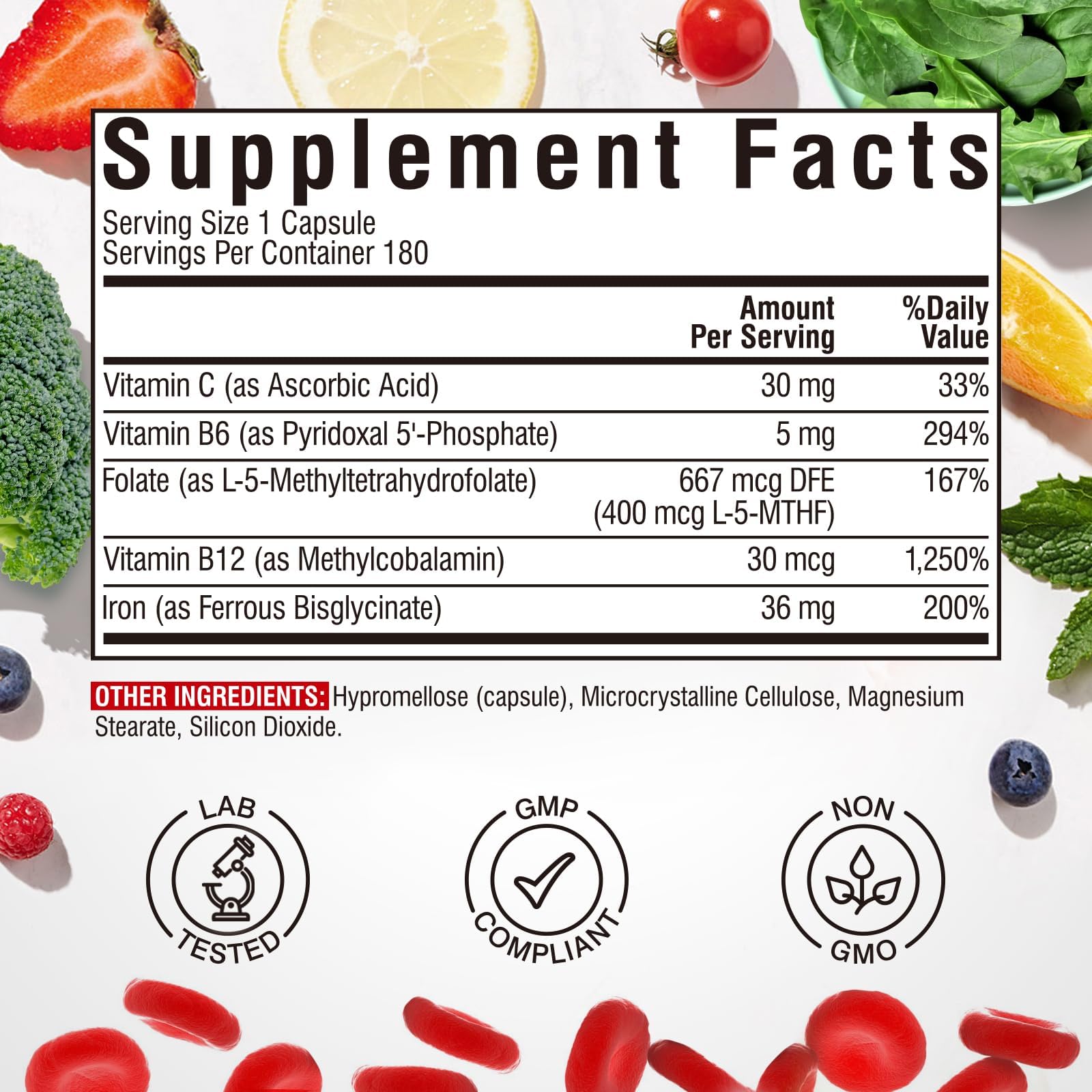 Vitalibre vegan non-GMO label signals clean sourcing and plant-based ingredients.