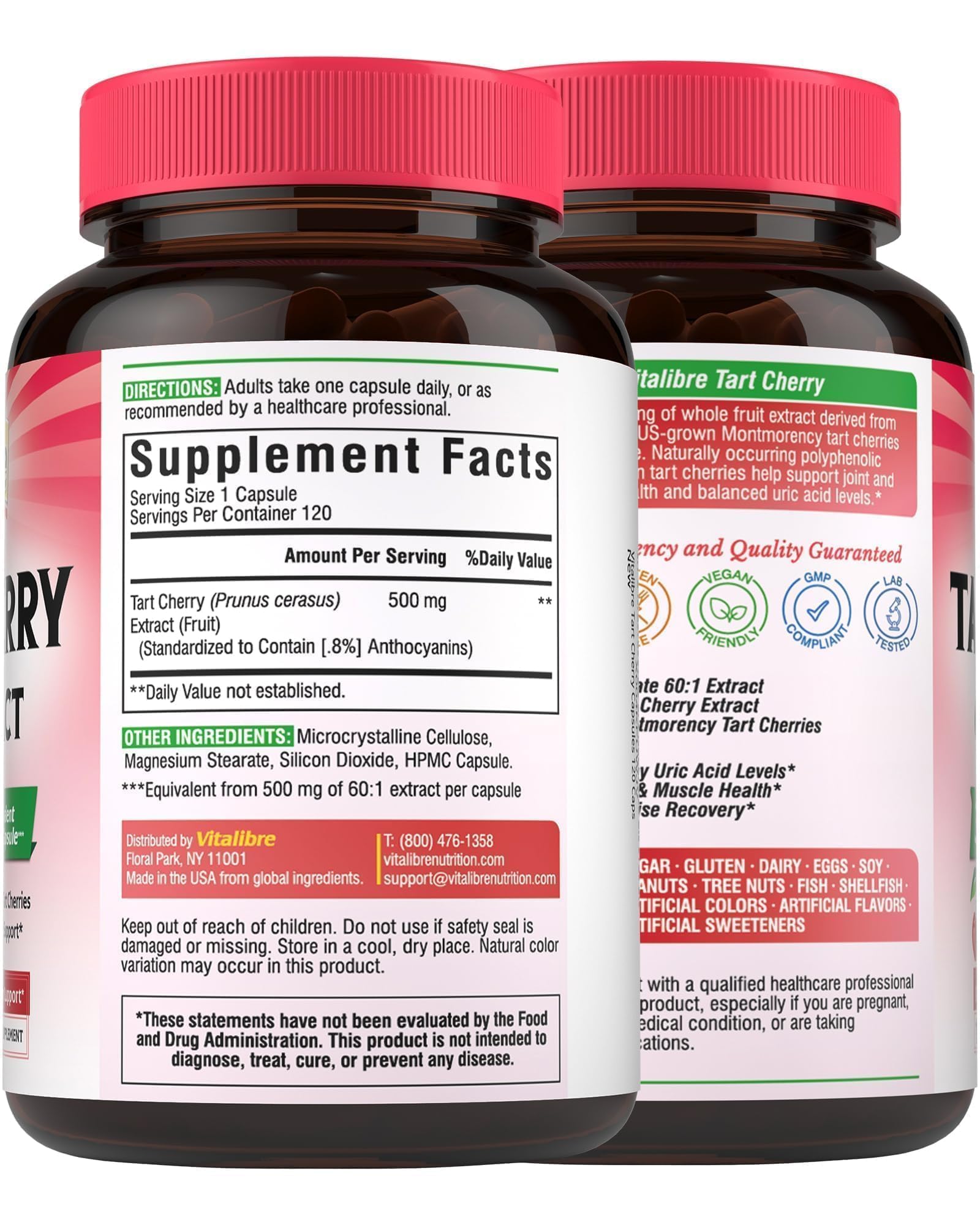 Vitalibre vegan sugar-free packaging emphasizes non-GMO formulation.