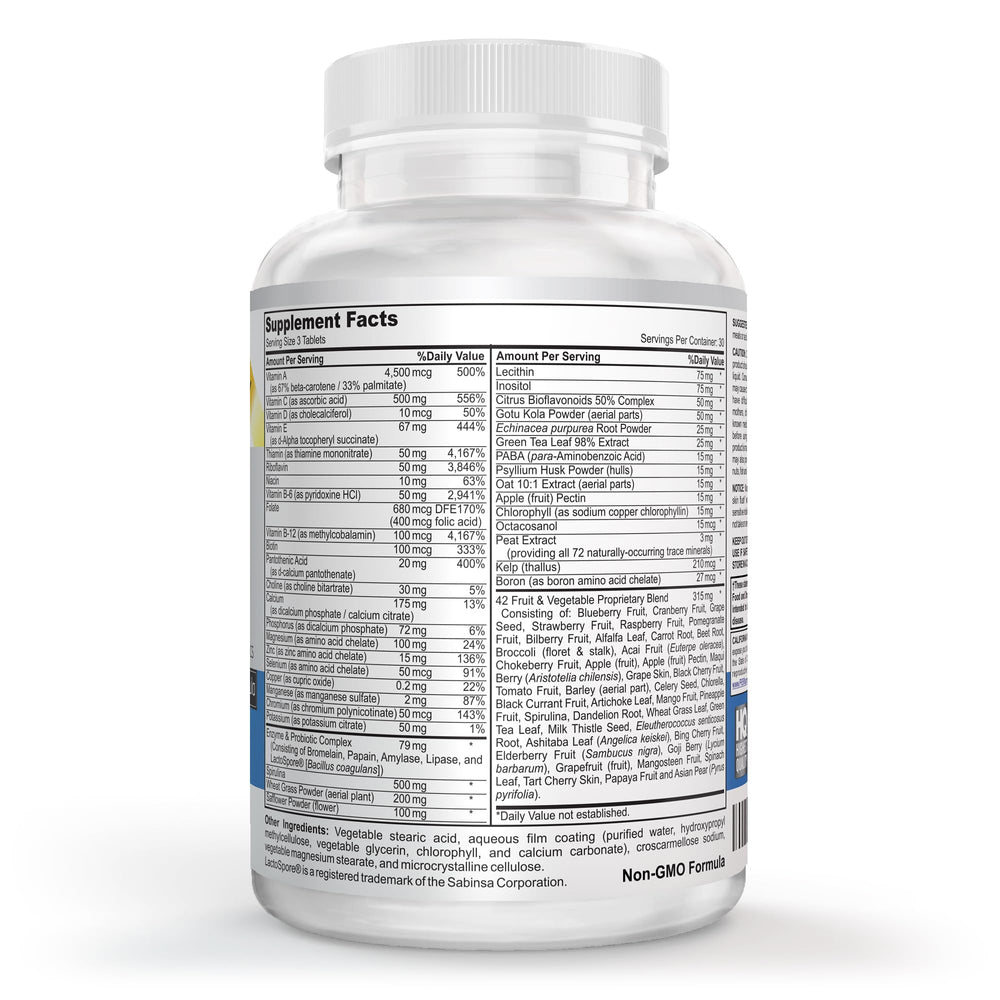 Colorful greens and capsules representing whole-food nutrients for daily wellness.