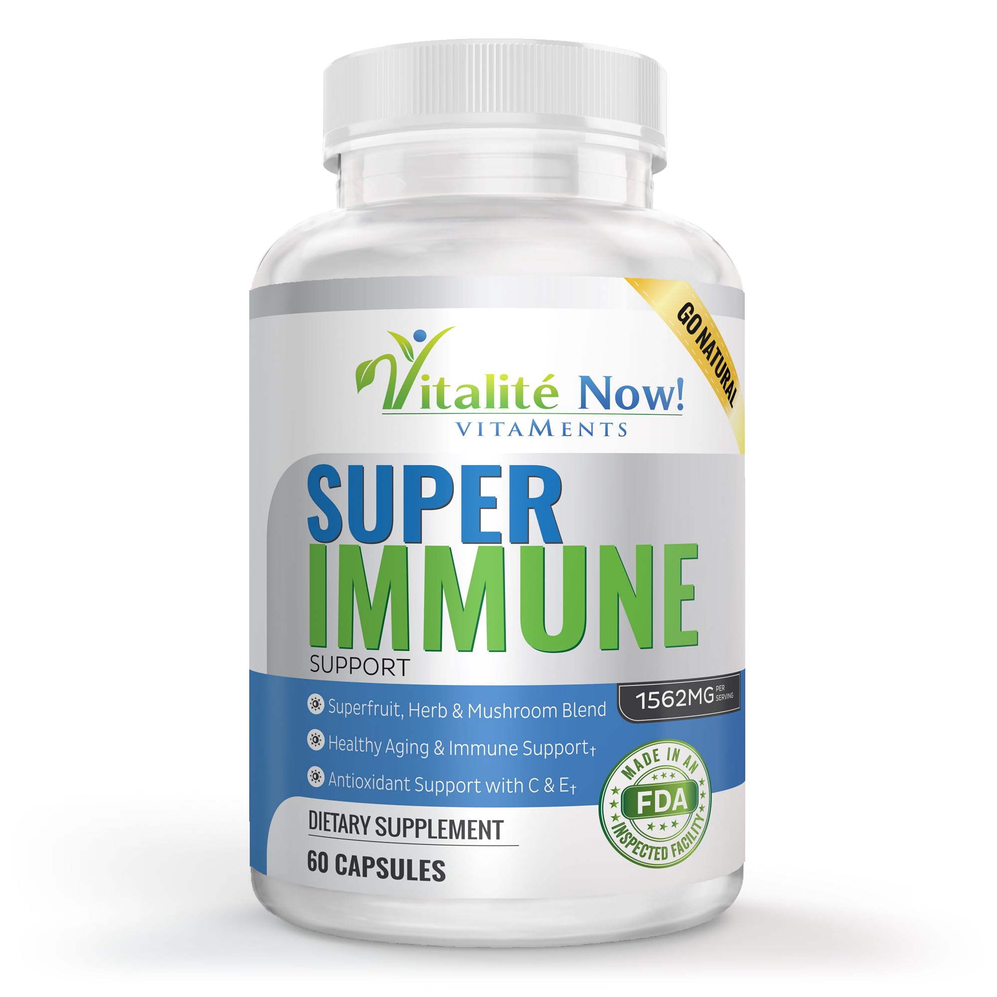 Vitalité Now immune booster bottle with capsules for daily immune support