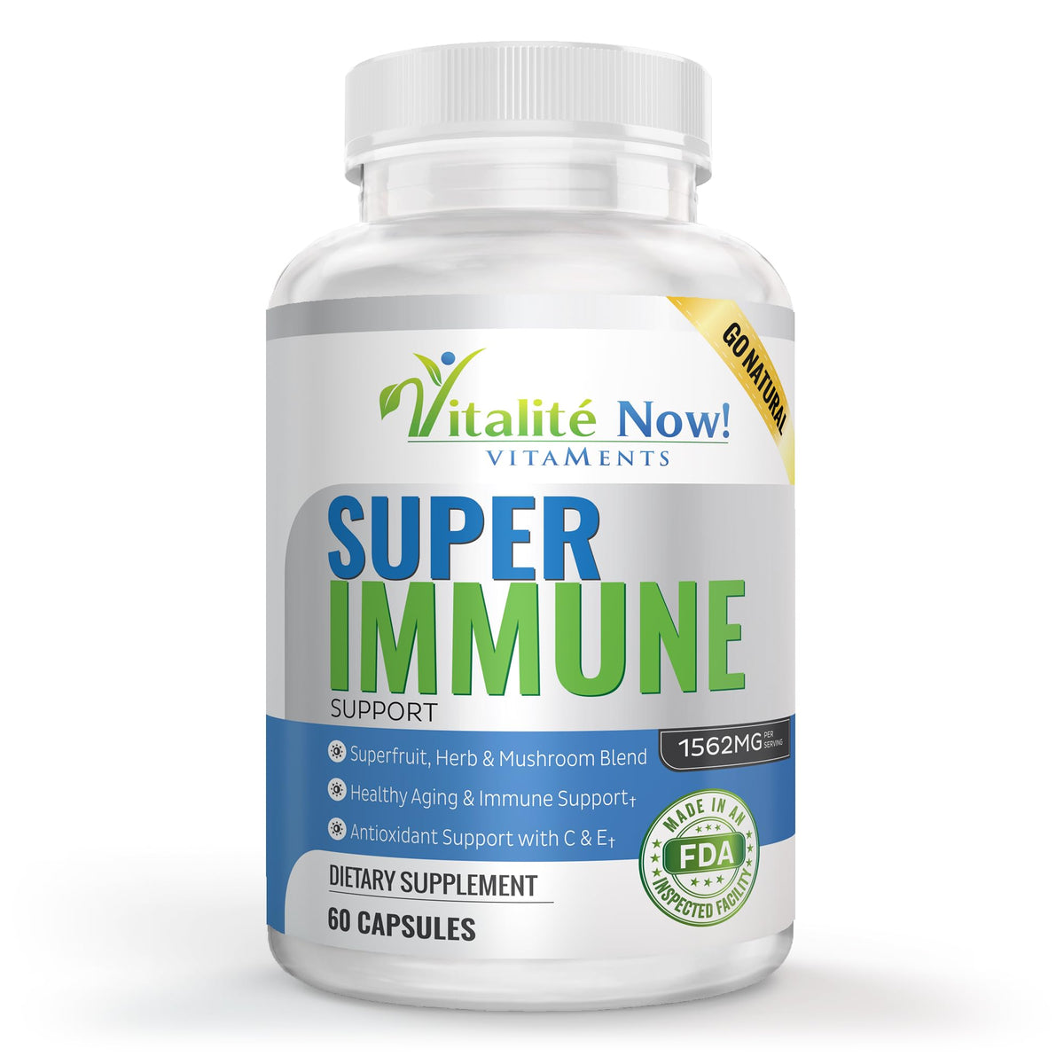 Vitalité Now immune booster bottle with capsules for daily immune support