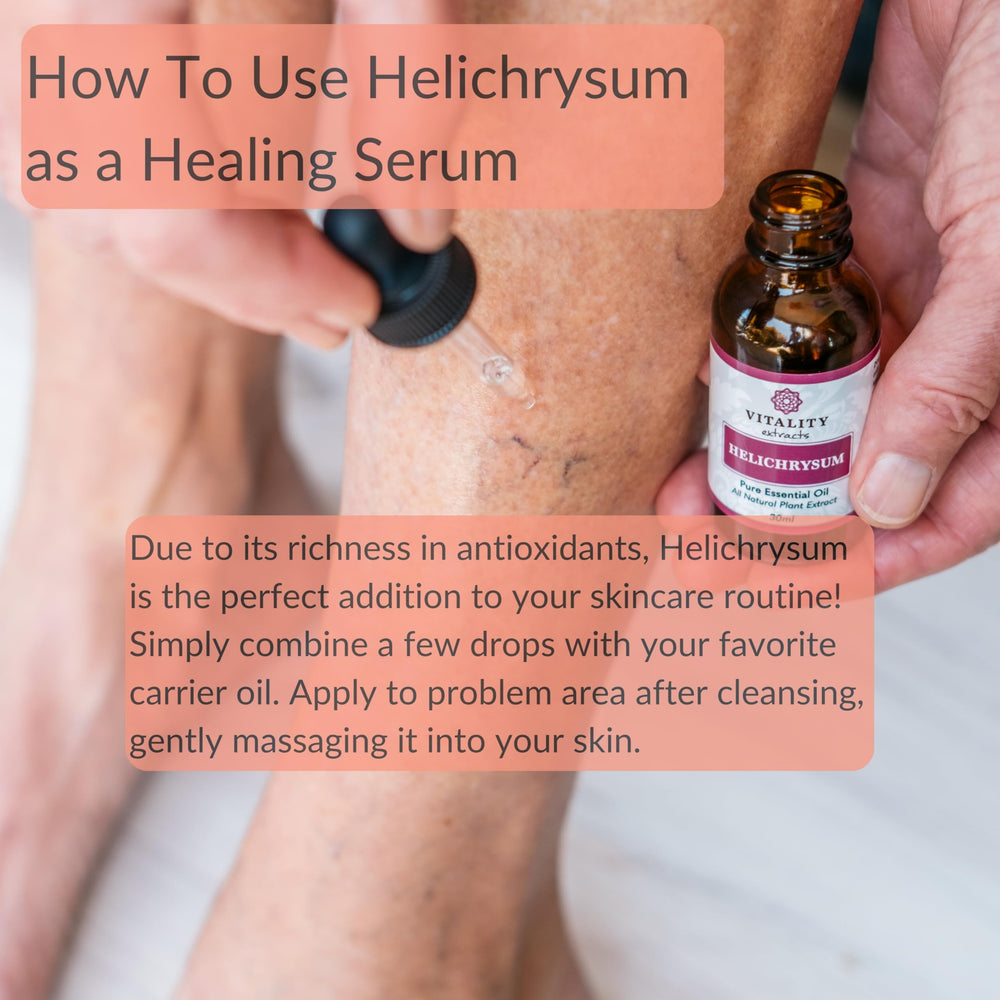 Vitality Helichrysum oil applied to skin for gentle care