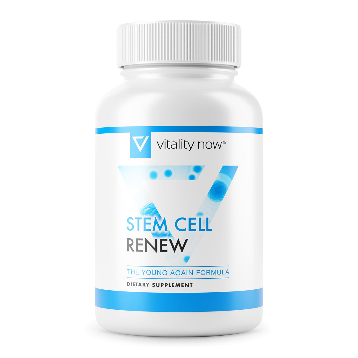 Vitality Now Stem Cell Renew bottle front view; may support mental clarity and daily energy.