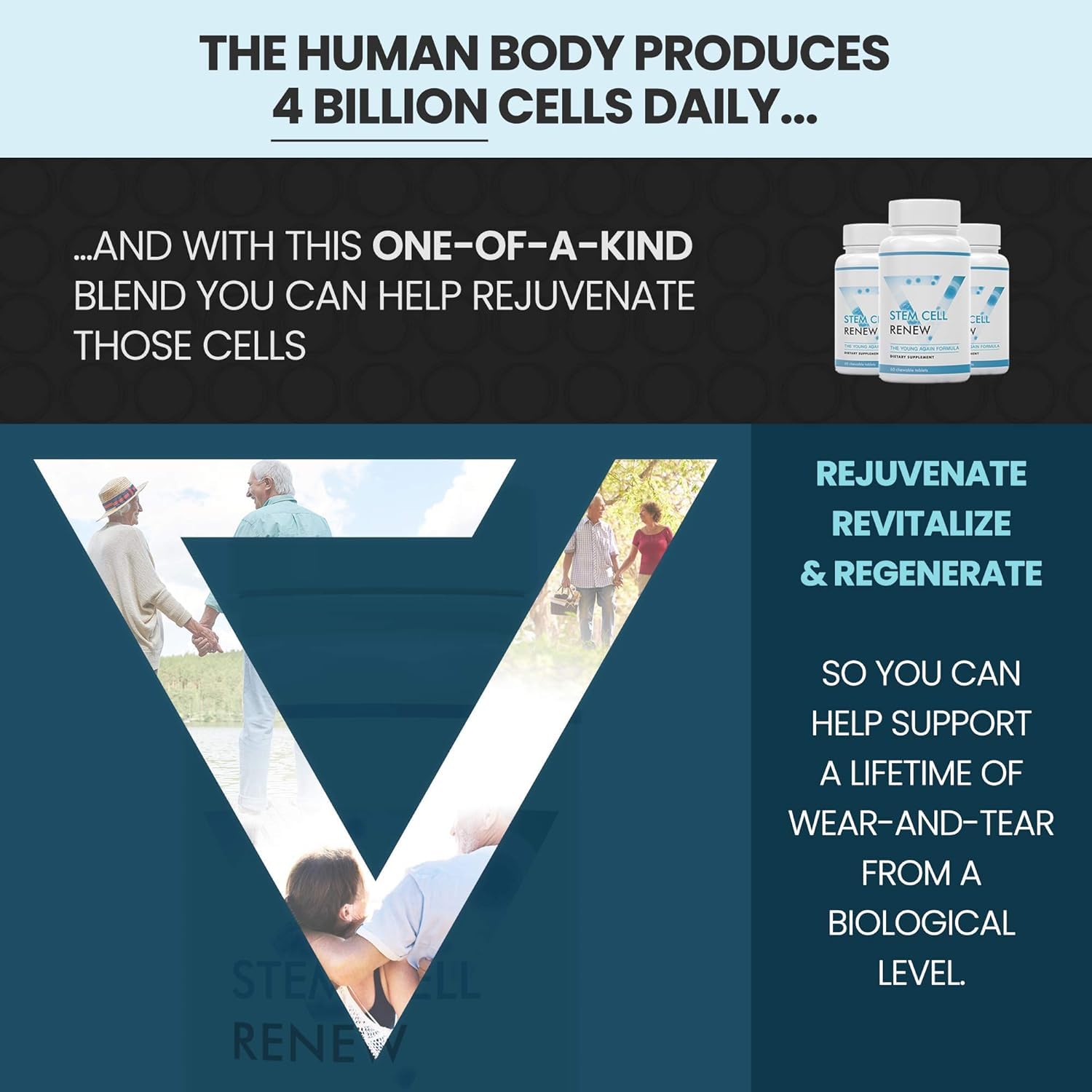 Vitality Now Stem Cell Renew daily routine scene with water glass.