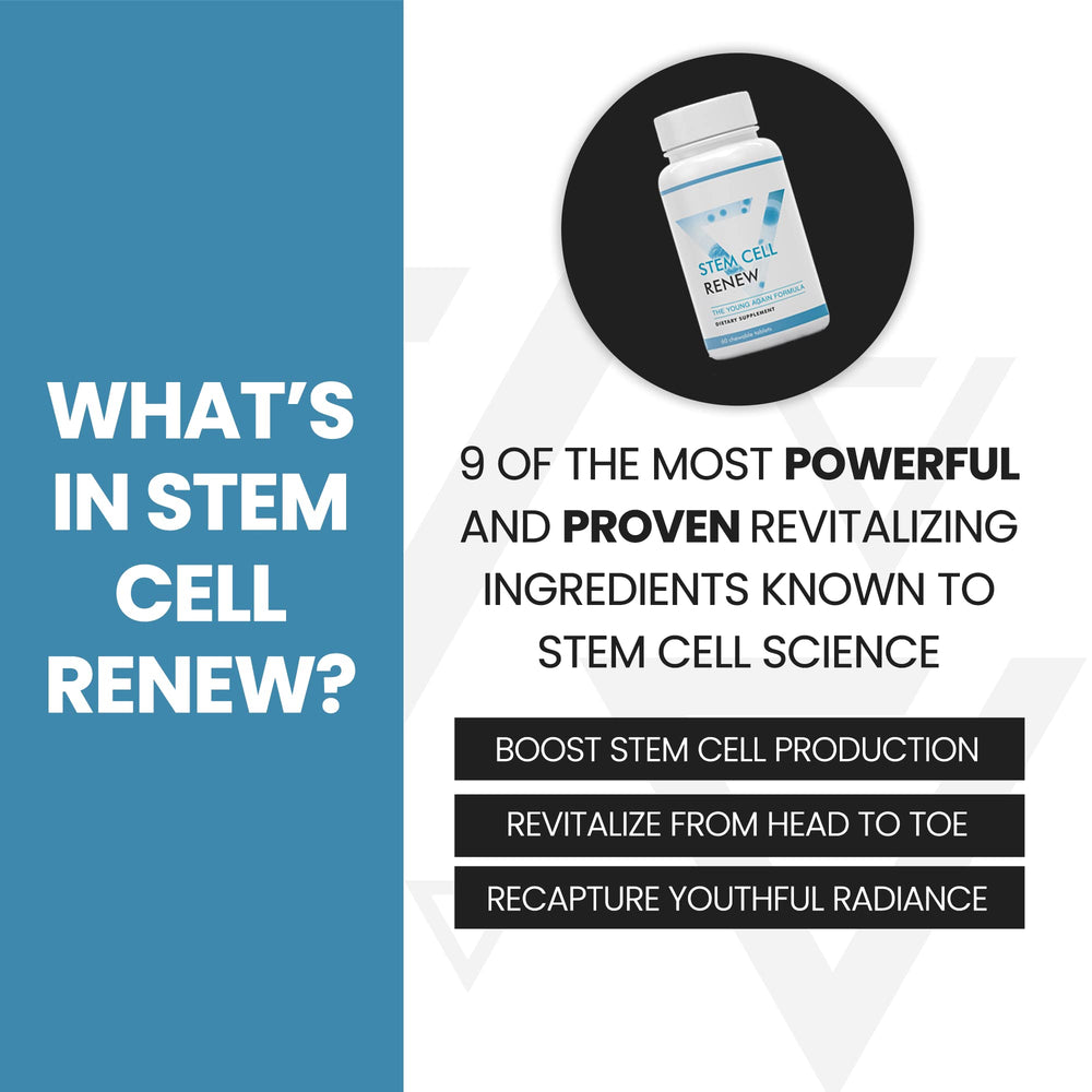 Vitality Now Stem Cell Renew packaging back; product details and ingredients note.