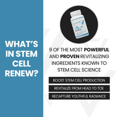 Vitality Now Stem Cell Renew packaging back; product details and ingredients note.