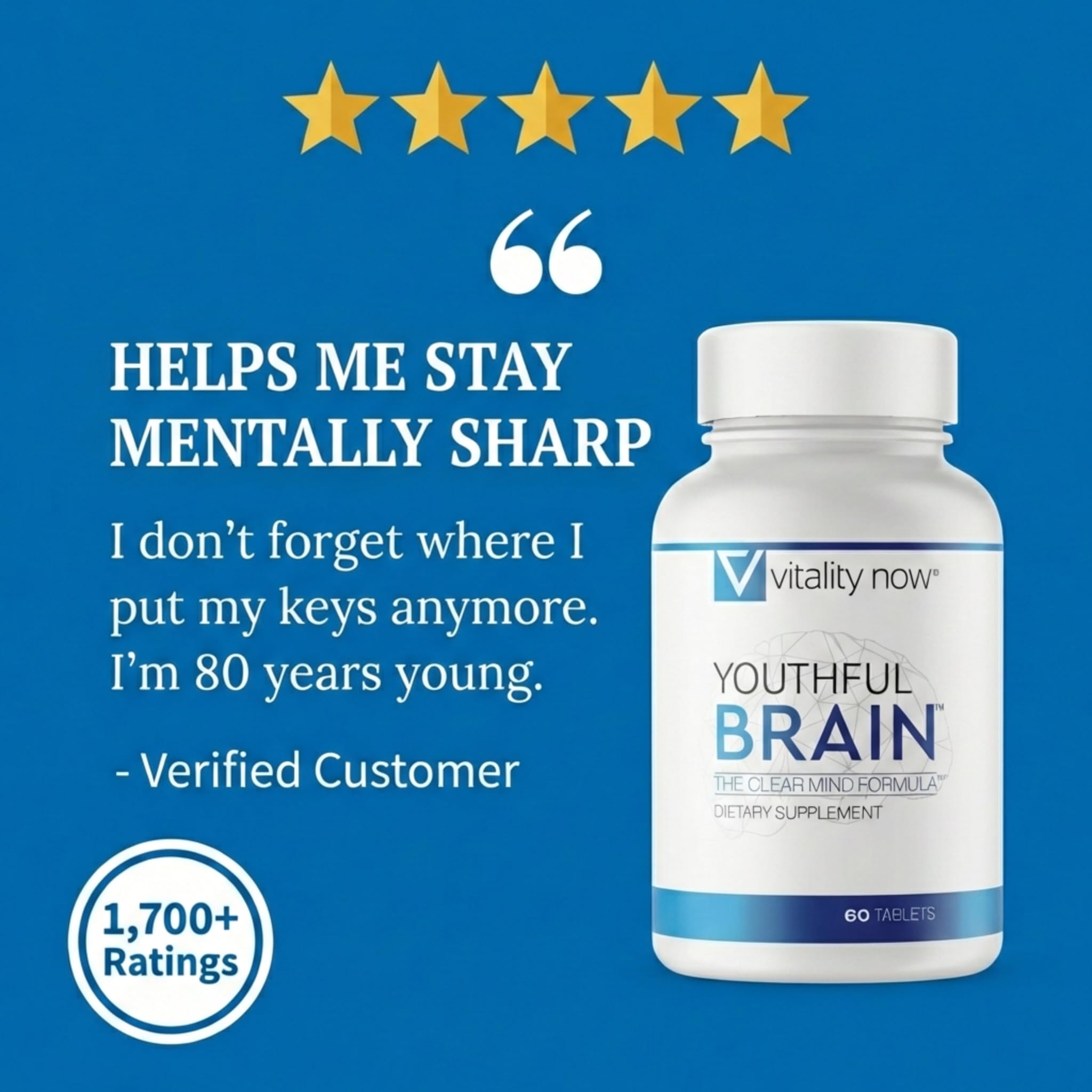 Vitality Now Youthful Brain B12 methylcobalamin capsule closeup indicating energy support