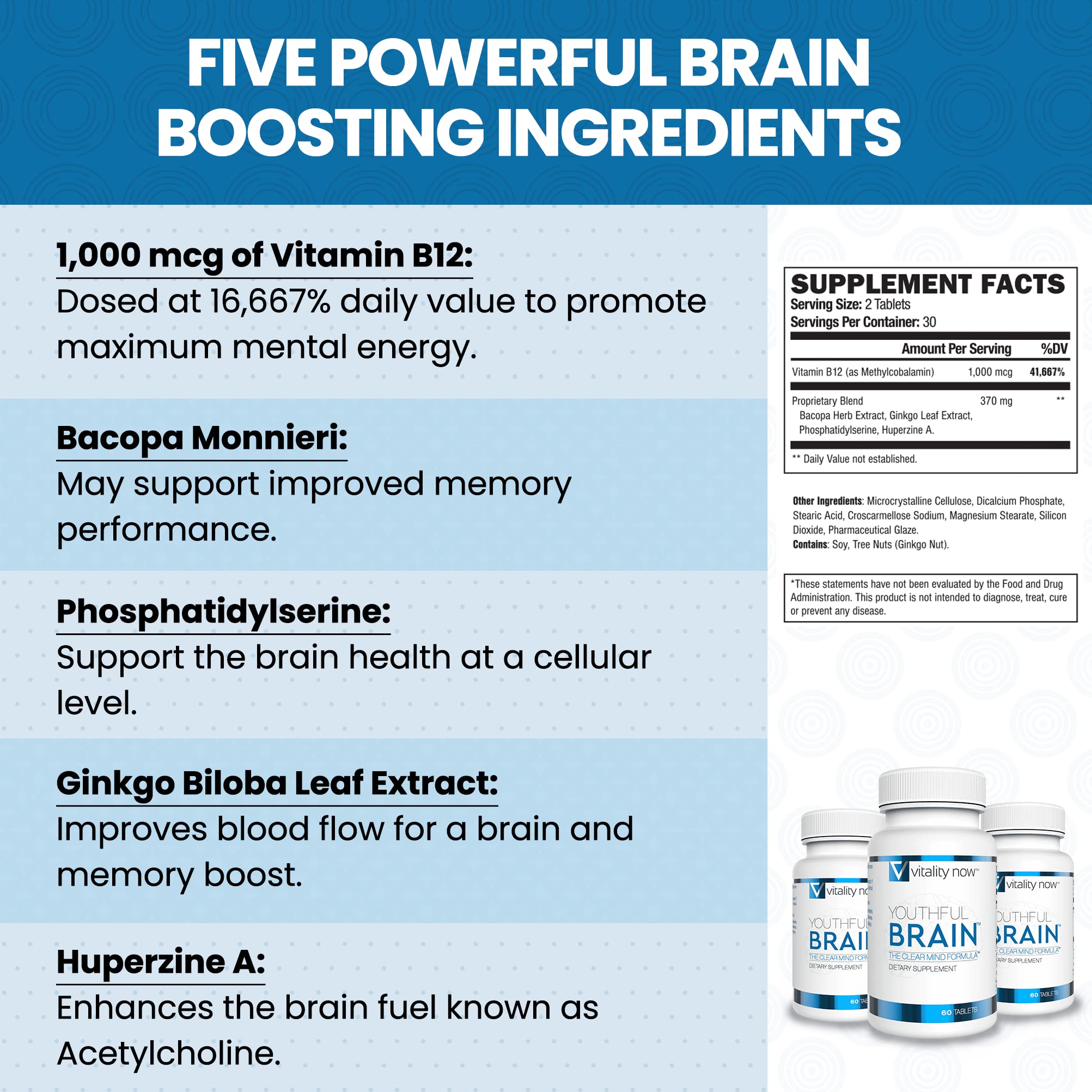 Vitality Now Youthful Brain ginkgo leaf image suggests improved cerebral circulation and cognitive function.