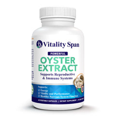 Vitality Span Oyster Extract capsule close-up showing purity and energy support
