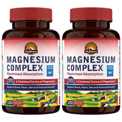 Vitalitown Magnesium Complex 500mg bottle shows four chelated forms for balanced daily energy