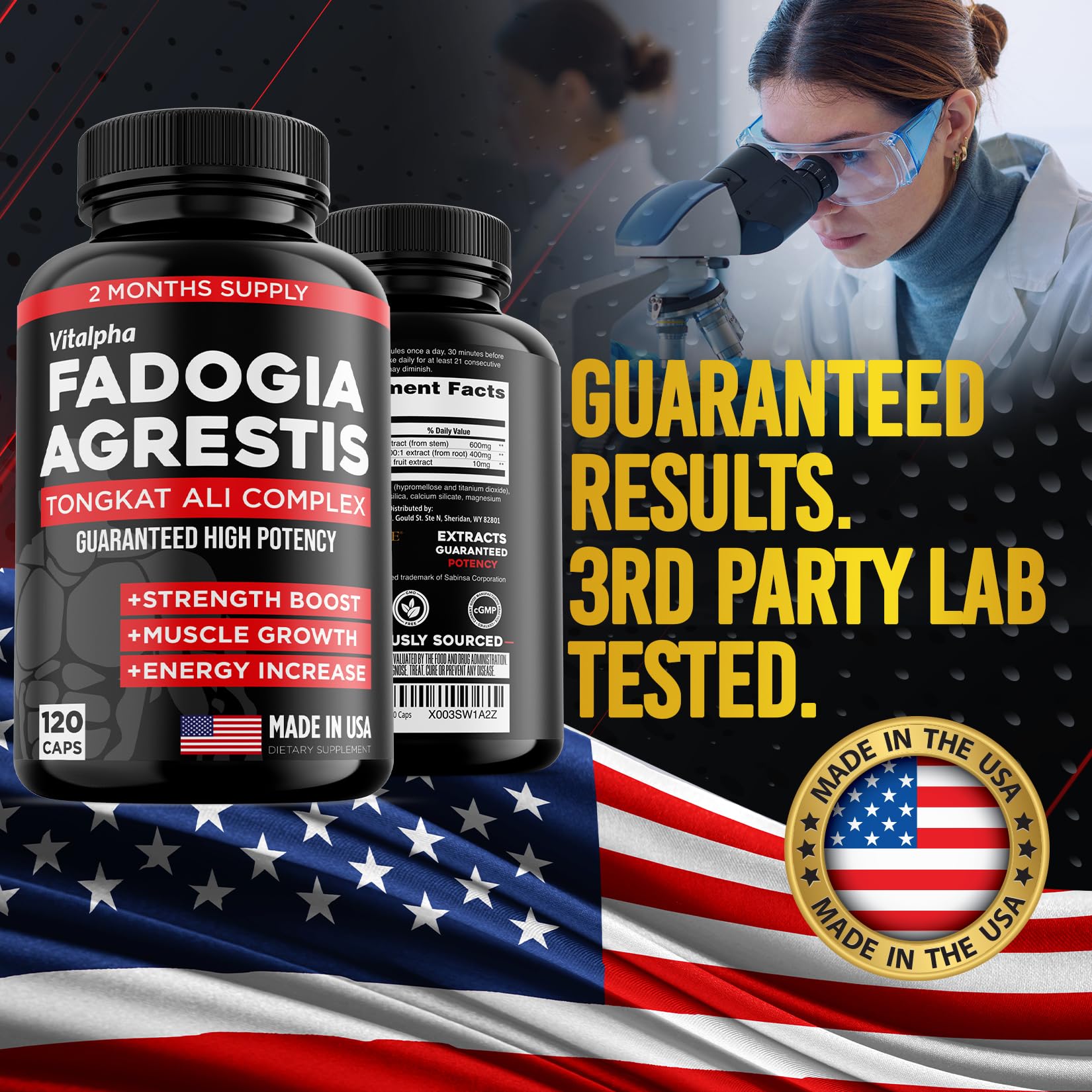 VITALPHA USA-made facility logo indicating GMP compliance and high-quality manufacturing.