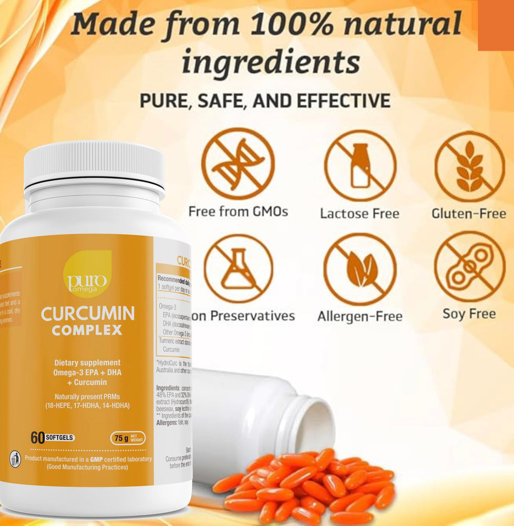 VitalRemedyMD PuroOmega Curcumin capsules for easy daily use.