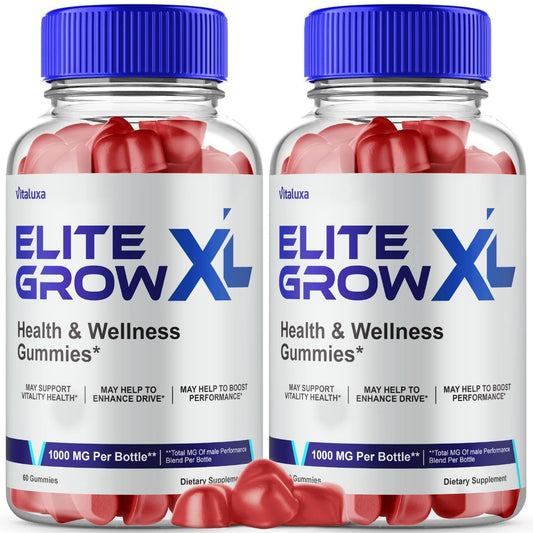 Vitaluxa Elite Grow XL Gummies bottle shows label for easy daily wellness.