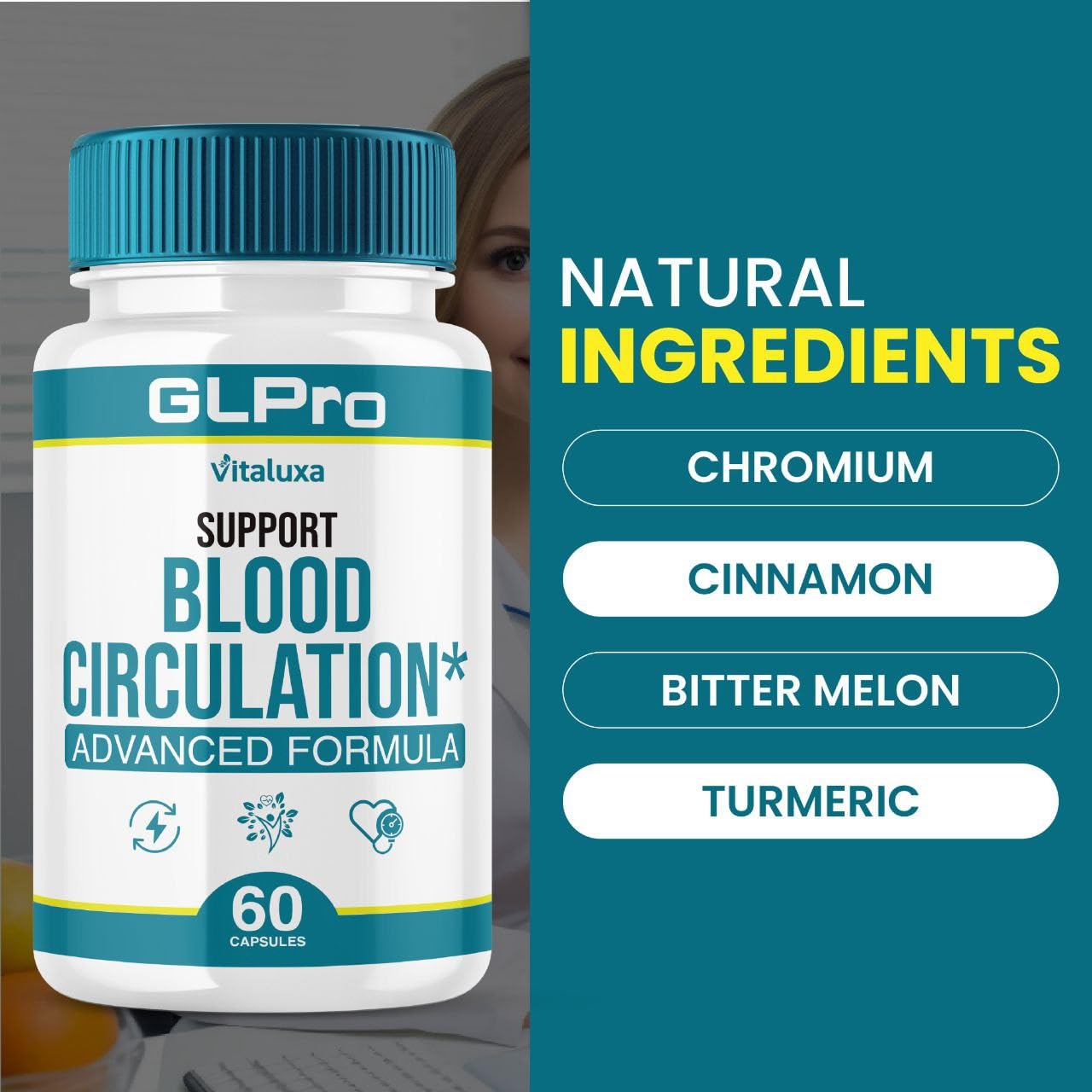 Vitaluxa GLPro pills closeup showing compact capsules for easy daily use