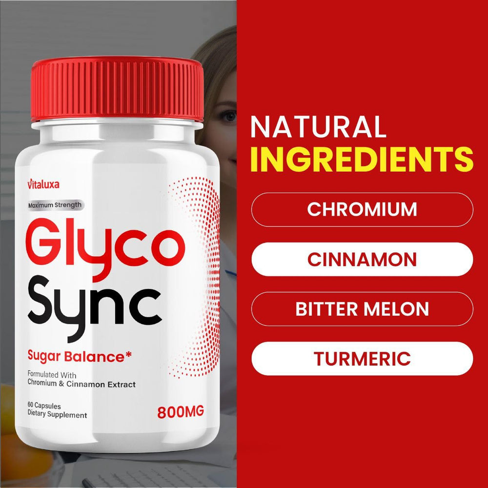 Vitaluxa Glyco Sync bottle side highlights convenient capsules for busy mornings.