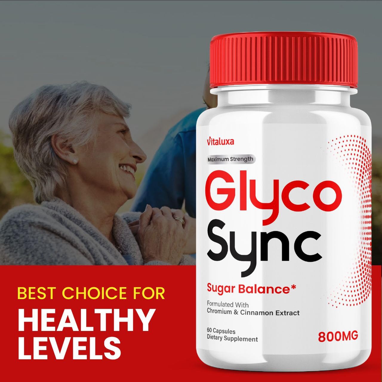 Vitaluxa Glyco Sync Balance box and bottle arranged for a wellness routine.