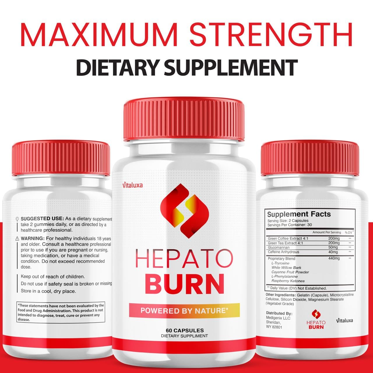 Vitaluxa Hepato Burn capsules in hand ready for daily use
