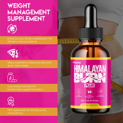Vitaluxa Himalayan Burn Plus Drops ingredients panel highlights natural minerals.
