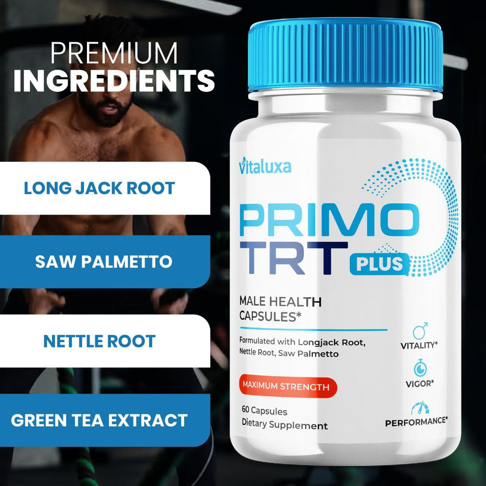 Vitaluxa PrimoTRT pills blister pack back with clear ingredient notes