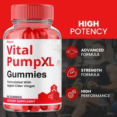 Vitaluxa Vital Pump XL Gummies on table with glass for daily routine use