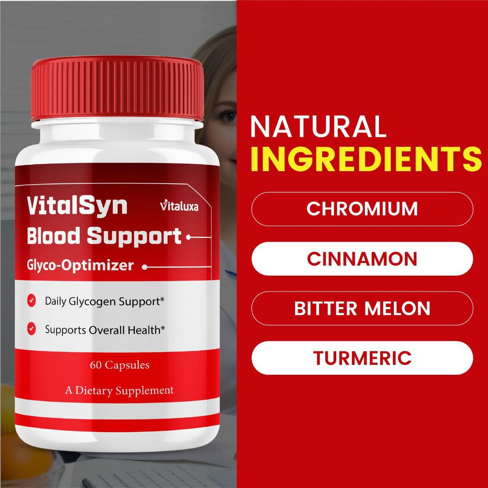 Vitaluxa Vitalsyn bottle label highlights advanced formula for support